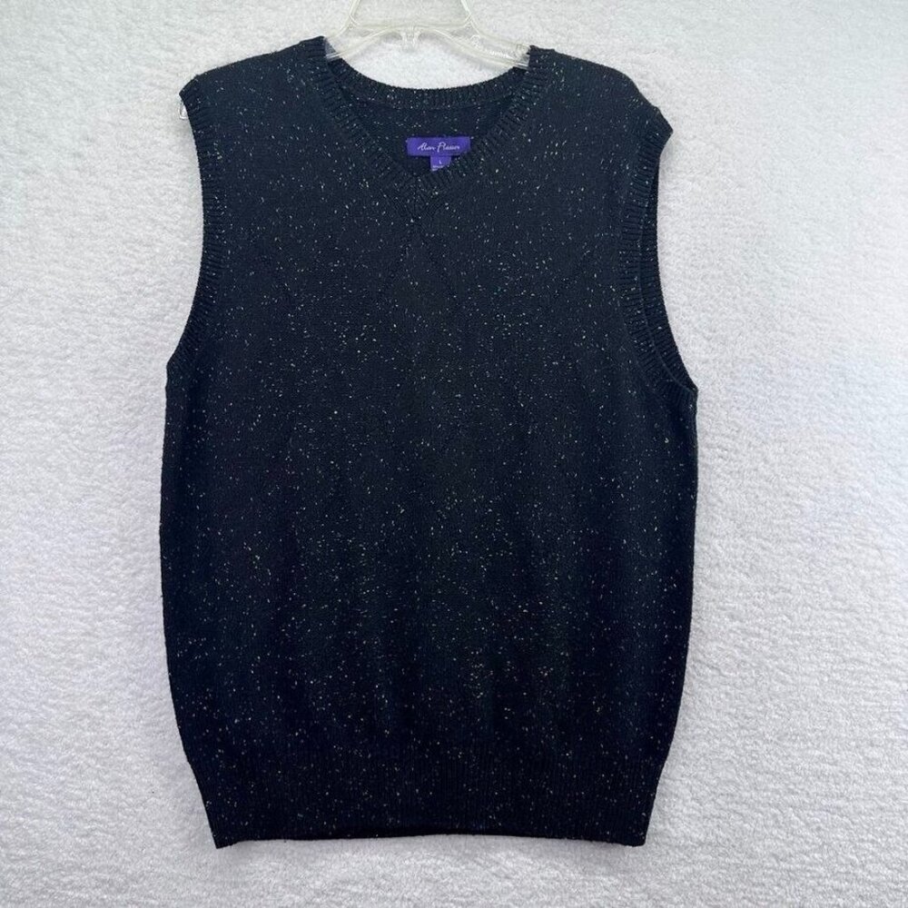 Alan Flusser Sweater Adult Large Vest Black Blue Green Mens Sleeveless New